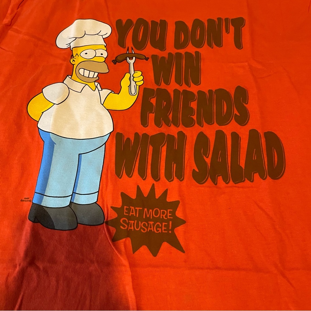 The Simpsons Shirt Men XL Red Graphic You Dont Win Friends With Salad Homer
